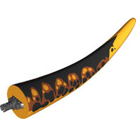 Lego Animal Body Part, Dinosaur, Tyrannosaurus Rex Tail, with Pin, Black and Dark Orange Top and Black Spots Print / Bright Light Orange