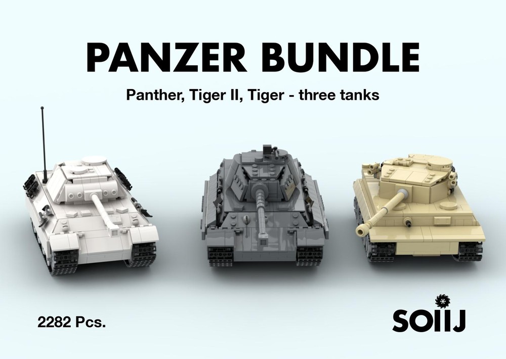 Lego Panzer Bundle - 1:35 Panther D, Henschel Tiger II, Tiger E