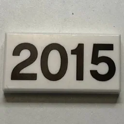 Tile 1 x 2 with Black '2015' Pattern / White