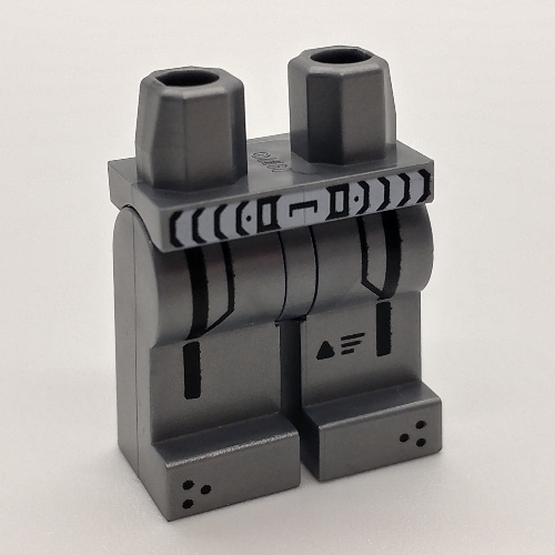Lego Hips and Flat Silver Legs with White Belts, Black Lines print / Flat Silver