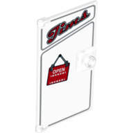 Lego Door 1 x 4 x 6 Smooth with 'Jims' and 'OPEN' Print
