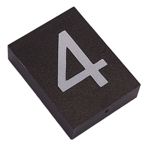Lego Modulex Tile 3 x 4 with White '4' print, without Internal Supports