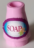 Lego Cone 1 x 1 with Oval Label with Magenta Border and 'SOAP' Pattern (Sticker) - Set 7586