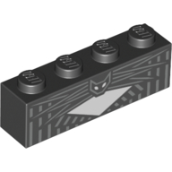 Lego Brick 1 x 4 with Light Bluish Grey Lines, Bat/Cat print / Black