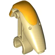 Minifig Head Special with Clip, Mechanical with Orange Insignia Print (Battle Droid Commander) / Tan
