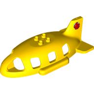Lego Duplo Airplane Midsize Fuselage Upper with Tail with Red Bunny print / Yellow