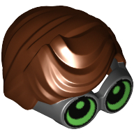 Lego Hair and Large Thick Glasses, Parted and Wavy with Bright Green Eyes Looking Up Print (Robin) / Reddish Brown