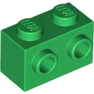 Brick Special 1 x 2 with 2 Studs on 1 Side / Green