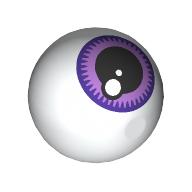 Lego Technic Ball Joint, Dark Purple and Lavender Eye, Black Pupil Print / White