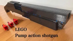 Pump action shotgun brick shooting and shell ejecting