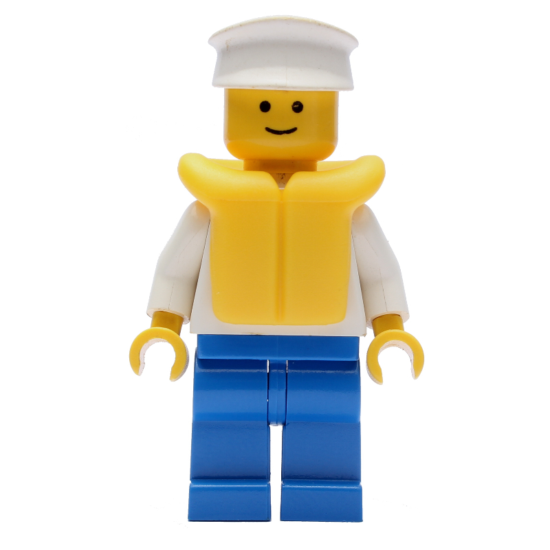 Lego White Torso with Anchor, Blue Legs, White Hat, Life Vest