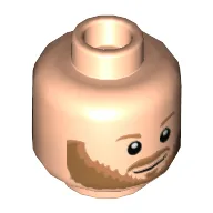 Minifig Head Bobby, Medium Nougat Eyebrows and Beard, Open Mouth / Closed Mouth Print / Light Nougat