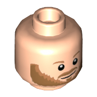 Lego Minifig Head Bobby, Medium Nougat Eyebrows and Beard, Open Mouth / Closed Mouth Print / Light Nougat