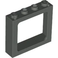 Window 1 x 4 x 3 Train with Shutter Holes and Solid Studs on Ends / Dark Gray
