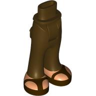 Lego Minidoll Hips and Trousers with Back Pockets with Nougat Feet, Dark Brown Sandals print / Dark Brown