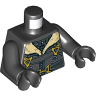 Lego Torso Jacket with Tan Fur Collar, Straps and Gold Clasps Print (Vulture), Black Arms and Hands / Black
