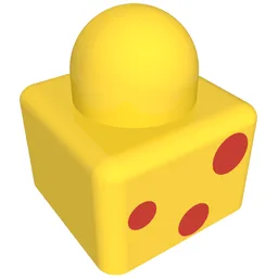 Primo Brick 1 x 1 with Three Red Dots and Duplo Logo Print / Yellow