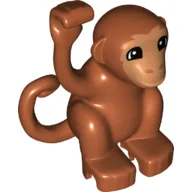 Duplo Animal Monkey with Curly Side Tail - Nougat Face with Hair Details Print / Dark Orange