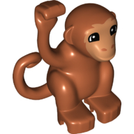 Lego Duplo Animal Monkey with Curly Side Tail - Nougat Face with Hair Details Print / Dark Orange