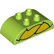 Duplo Brick 2 x 4 Curved Top with Arm Folded Print / Lime