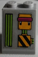 Slope 65 2 x 2 x 2 with Bottom Tube with Lime Grille, Switch and Black and Orange Danger Stripes Pattern (Sticker) - Set 79117