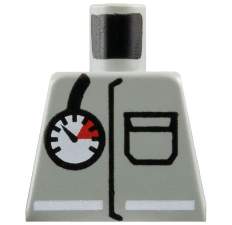 Lego Torso Fire Uniform Jacket with Pocket and White Stripe, Air Gauge Pattern