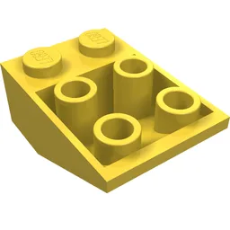 Brick Sloped Inverted 33° 3 x 2, No Connections between Studs, Ovoid Bottom Pin / Yellow