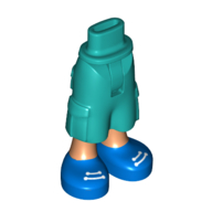 Lego Minidoll Hips and Cargo Pants with Nougat Legs and Blue Shoes, White Laces Print [Thin Hinge]