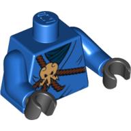 Lego Torso Robe, Brown Rope, Gold Medallion and Dark Blue Undershirt Print, Blue Arms, Black Hands / Blue
