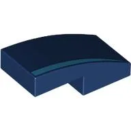 Brick Curved 2 x 1 No Studs with Dark Azure Stripe Print / Dark Blue