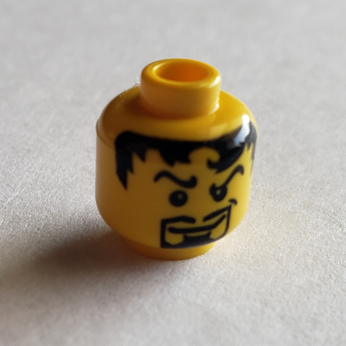 Lego Minifig Head Nobleman, Male, Messy Black Hair, Goatee Print [Hollow Stud] / Yellow