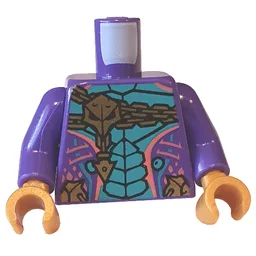 Torso, Armor, Gold Chain, Dark Turquoise Scales Print, Dark Purple Arms, Pearl Gold Hands / Dark Purple