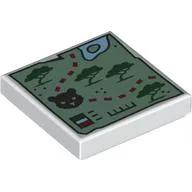 Tile 2 x 2 with Map, Trail, Tiger Print / White