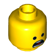 Lego Minifig Head Emmet, Dual Sided, Winking Smile / Open Mouth Scared Print [Hollow Stud] / Yellow