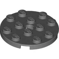 Plate Round 4 x 4 with Pin Hole / Dark Bluish Gray