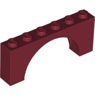 Lego Brick Arch 1 x 6 x 2 - Thin Top without Reinforced Underside [New Version] / Dark Red
