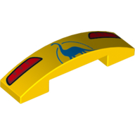 Lego Brick Curved 4 x 1 Double with No Studs and Dinosaur Taillights Bumper print / Yellow
