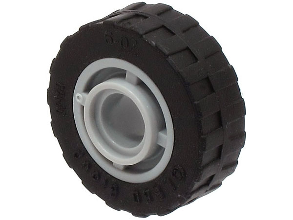 Lego Wheel 11mm D. x 8mm with Center Groove, 4 Spokes with Black Tire 17.5mm D. x 6mm with Shallow Staggered Treads - Band Around Center of Tread (42610 / 92409)
