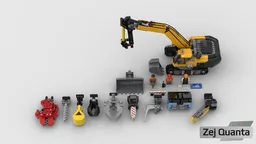 MOC | City - Yellow Construction Excavator MOD with Extra Tools