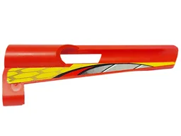 Technic, Panel Fairing # 7 Small Long, Large Hole, Side A with Silver Gradient Stripe and Black Honeycomb on Yellow Background Pattern (Sticker) - Set 8363
