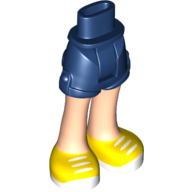 Lego Minidoll Hips and Shorts with Light Nougat Legs and White Laces on Yellow and White Shoes Print / Dark Blue