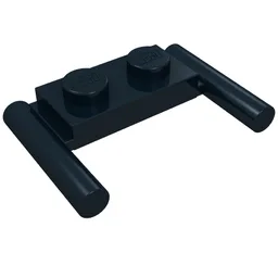 Plate Special 1 x 2 with Handles [Flat Ends / Low Attachment] / Black