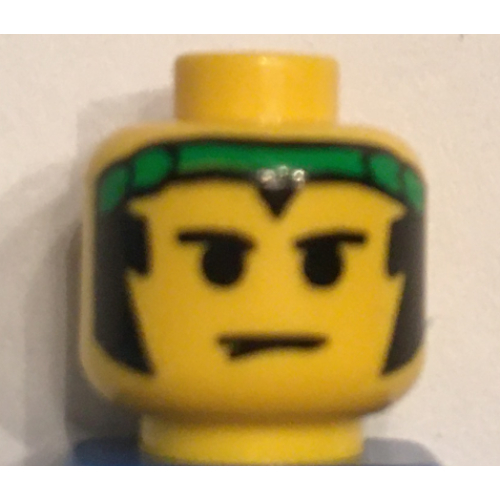 Lego Minifig Head Ninja, Male, Sideburns and Green Bandana Print [Blocked Open Stud] / Yellow