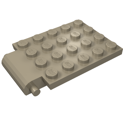 Lego Plate Special 4 x 6 x 2/3 with Trap Door Hinge / Dark Tan