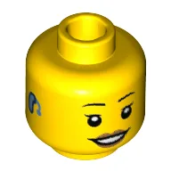 Minifig Head, Thin Eyebrows, Eyelashes, Smile, and Hearing Aid Print / Yellow
