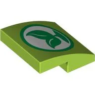 Brick Curved 2 x 2 x 2/3 with Leaf Symbol Print / Lime