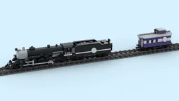 ACL 1504 Steam Locomotive and Caboose in H0 scale for 4 stud wide track