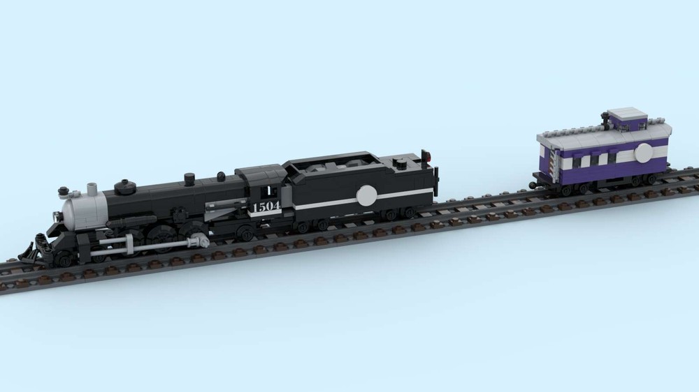 Lego ACL 1504 Steam Locomotive and Caboose in H0 scale for 4 stud wide track