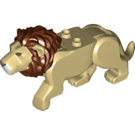 Lego Animal, Big Cat, Lion with Reddish Brown Mane Print / Tan