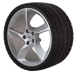 Wheel 75mm D. x 41mm #1 Model Left Side with Black Tire 87.9 x 44 (80280 / 80279) / Metallic Silver